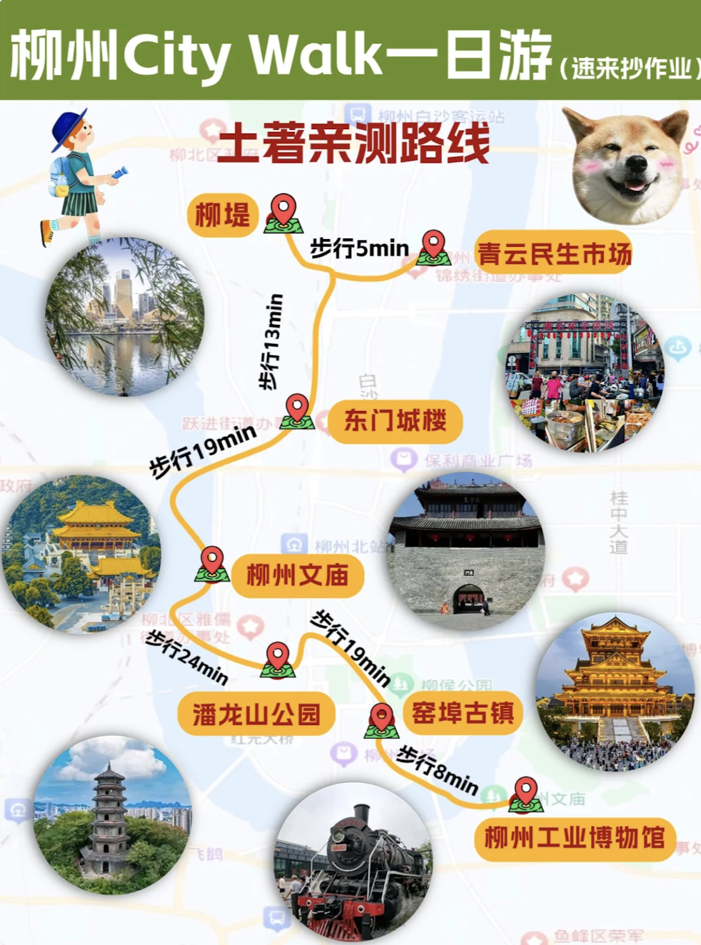 柳州city walk路線（圖源：小紅書@daidai在路上）